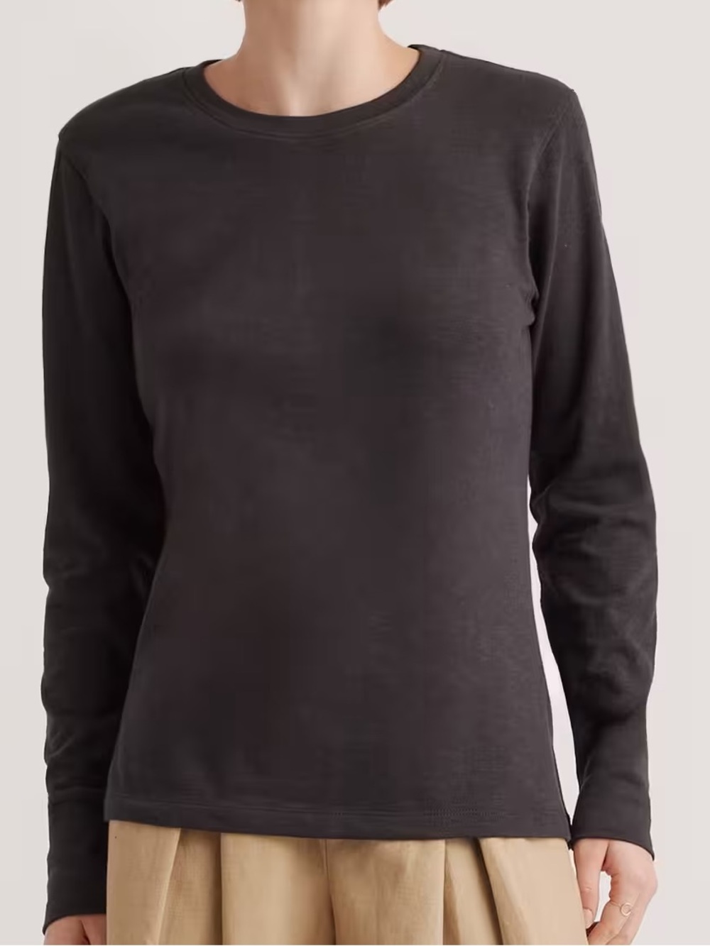 Quince NWOT 100% Organic Cotton Slub Long Sleeve Tee Black Crew Neck XS